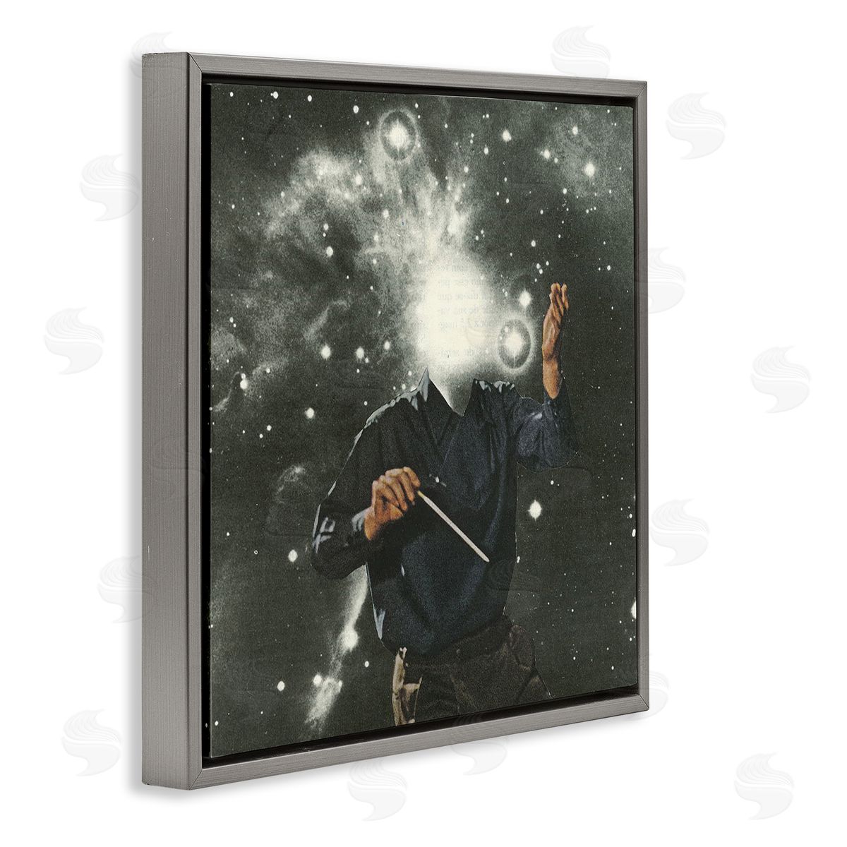 Matheus Lopes Castro Abstract Astral Composter Night Sky Gray Floating Frame Canvas Wall Art Print