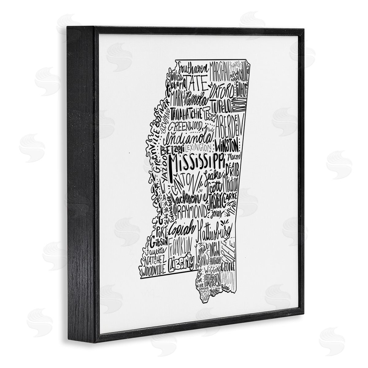 The Saturday Evening Post Mississippi Typography Shape State Map Black Framed Glicee Wall Art Print