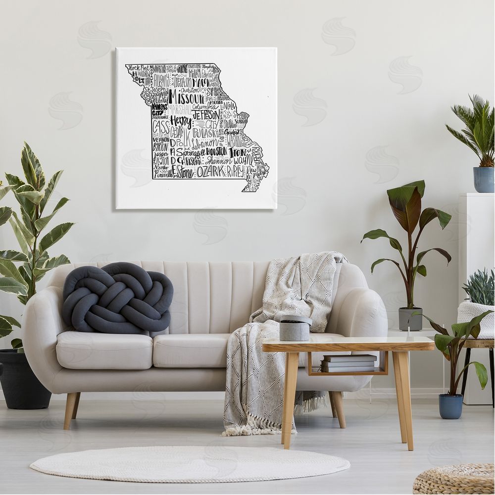 The Saturday Evening Post Various Typography Cities Missouri State Canvas Wall Art in Room