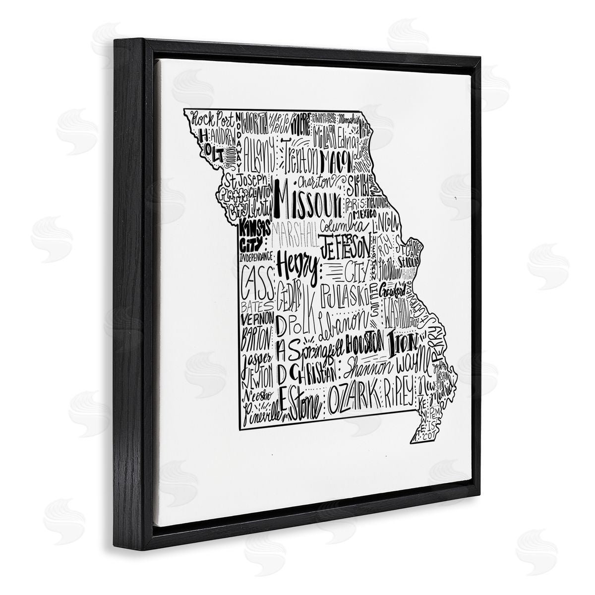 The Saturday Evening Post Various Typography Cities Missouri State Black Floating Frame Canvas Wall Art Print