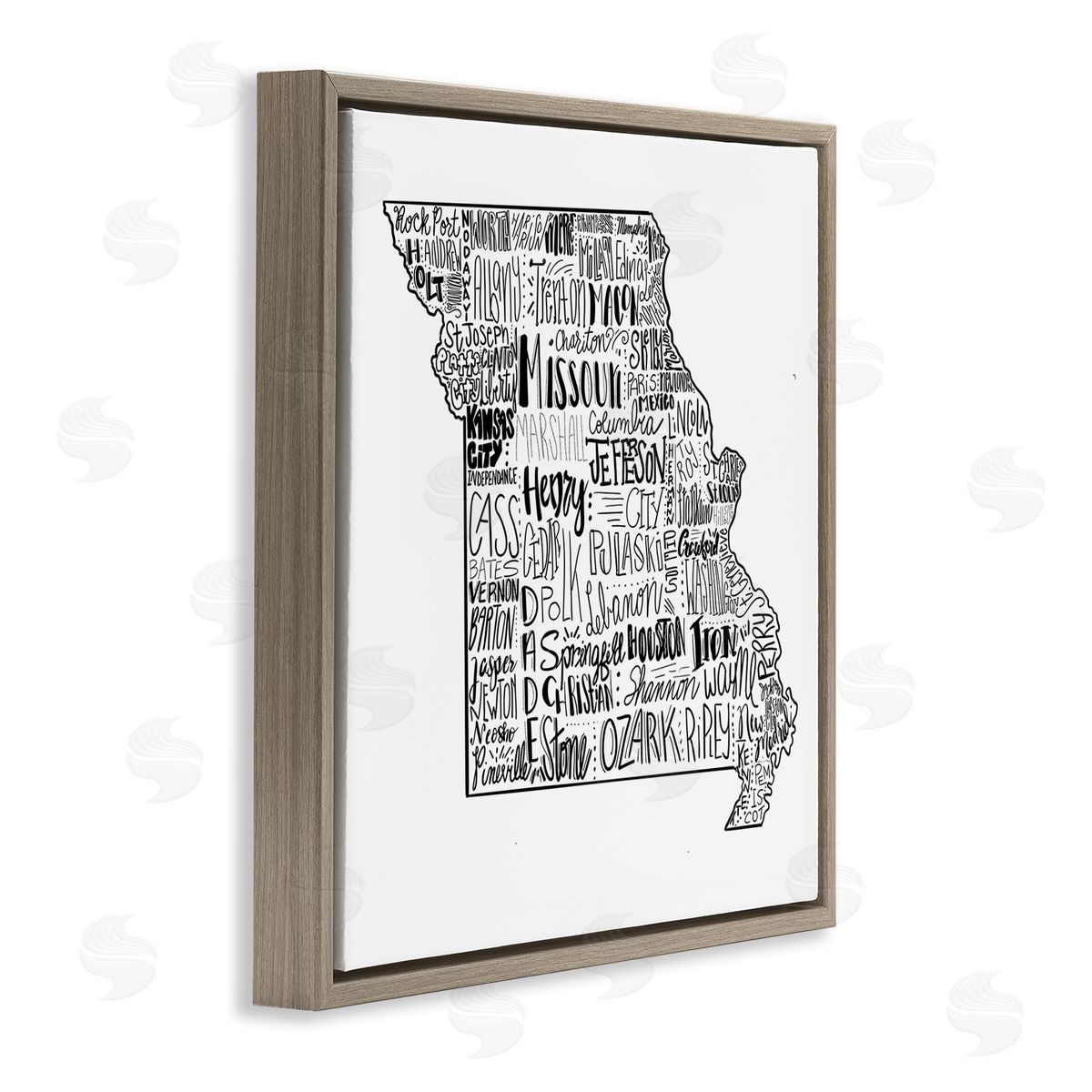 The Saturday Evening Post Various Typography Cities Missouri State Brown Floating Frame Canvas Wall Art Print