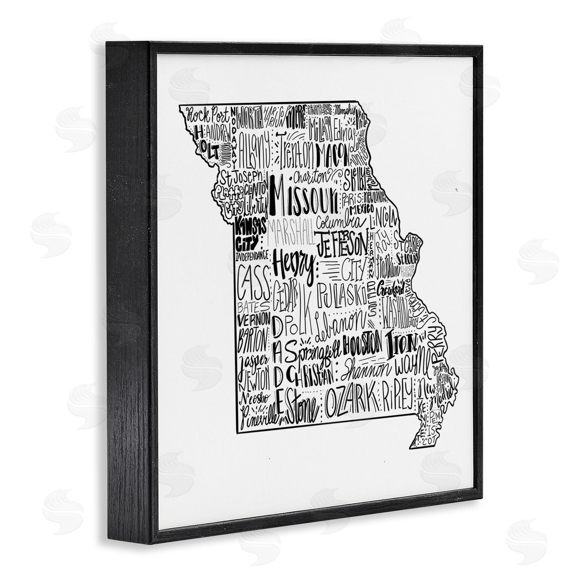 The Saturday Evening Post Various Typography Cities Missouri State Black Framed Glicee Wall Art Print