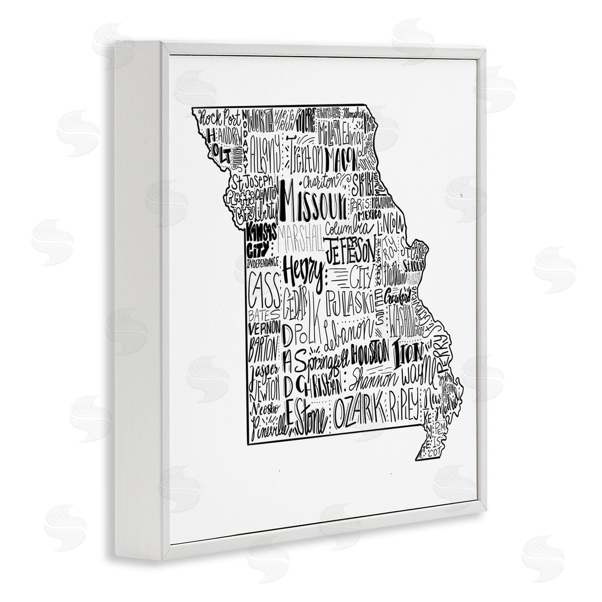 The Saturday Evening Post Various Typography Cities Missouri State White Framed Glicee Wall Art Print