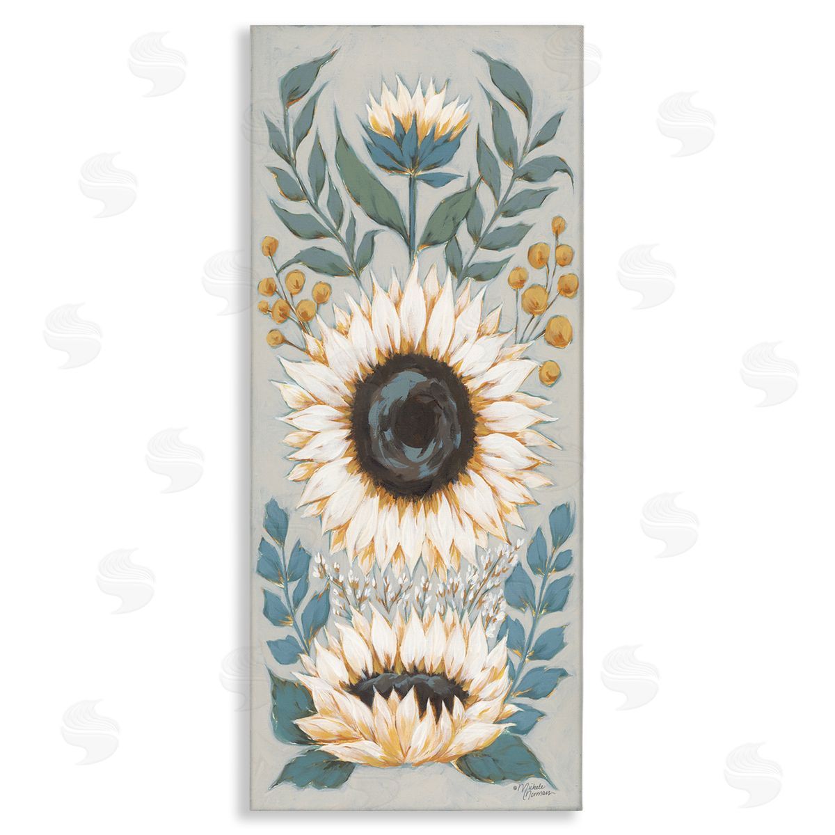 Country Sunflower Blossoms Botanicals Canvas Wall Art, Home Decor by Michele Norman