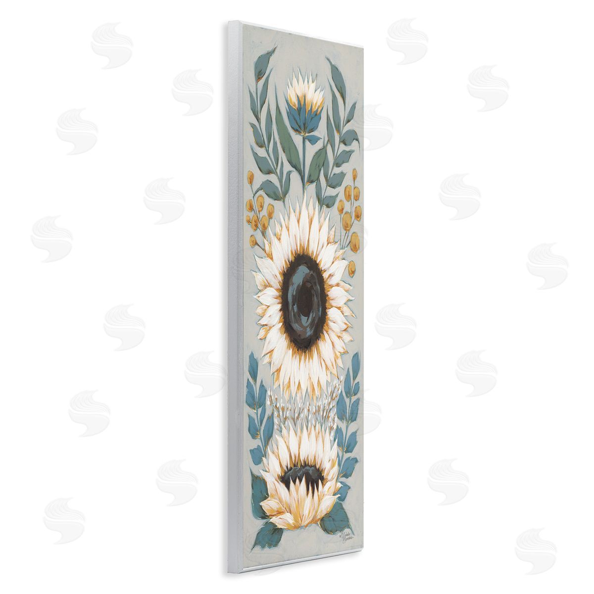 Country Sunflower Blossoms Botanicals Wood Plaque Wall Art, Home Decor by Michele Norman