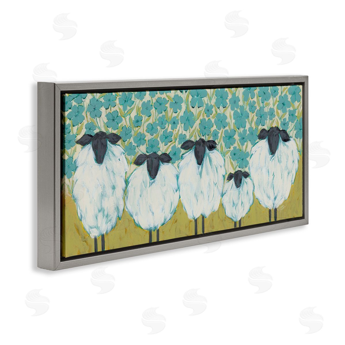 Michele Norman Sheep Family Blue Daisy Pattern