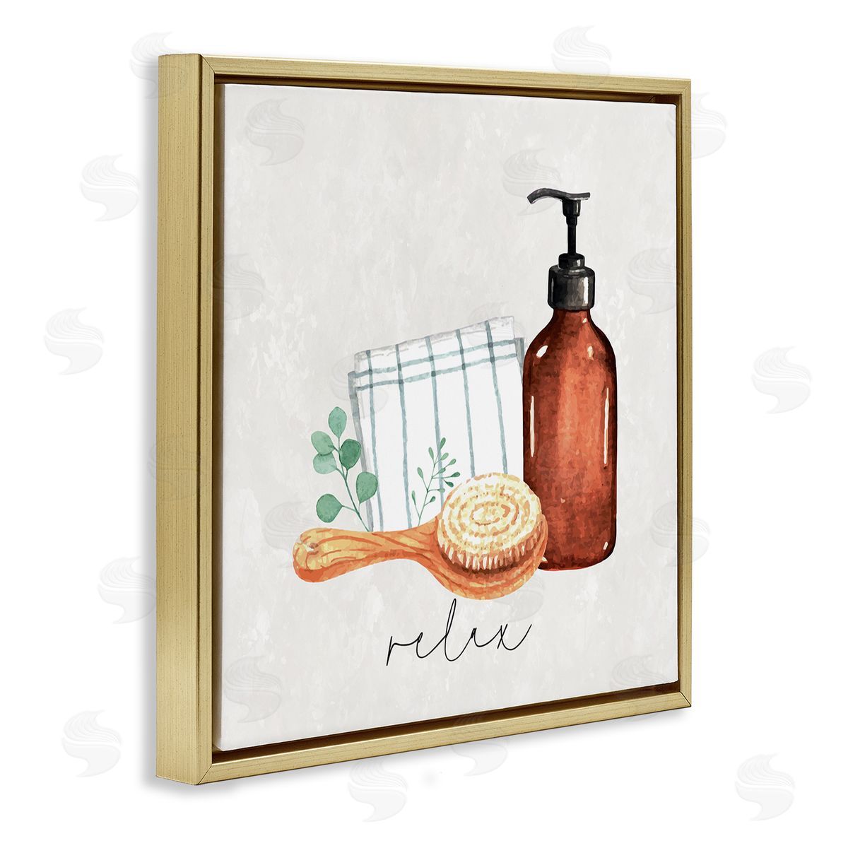 Nicole DeCamp Spa Bath Relax Calligraphy Gold Floating Frame Canvas Wall Art Print