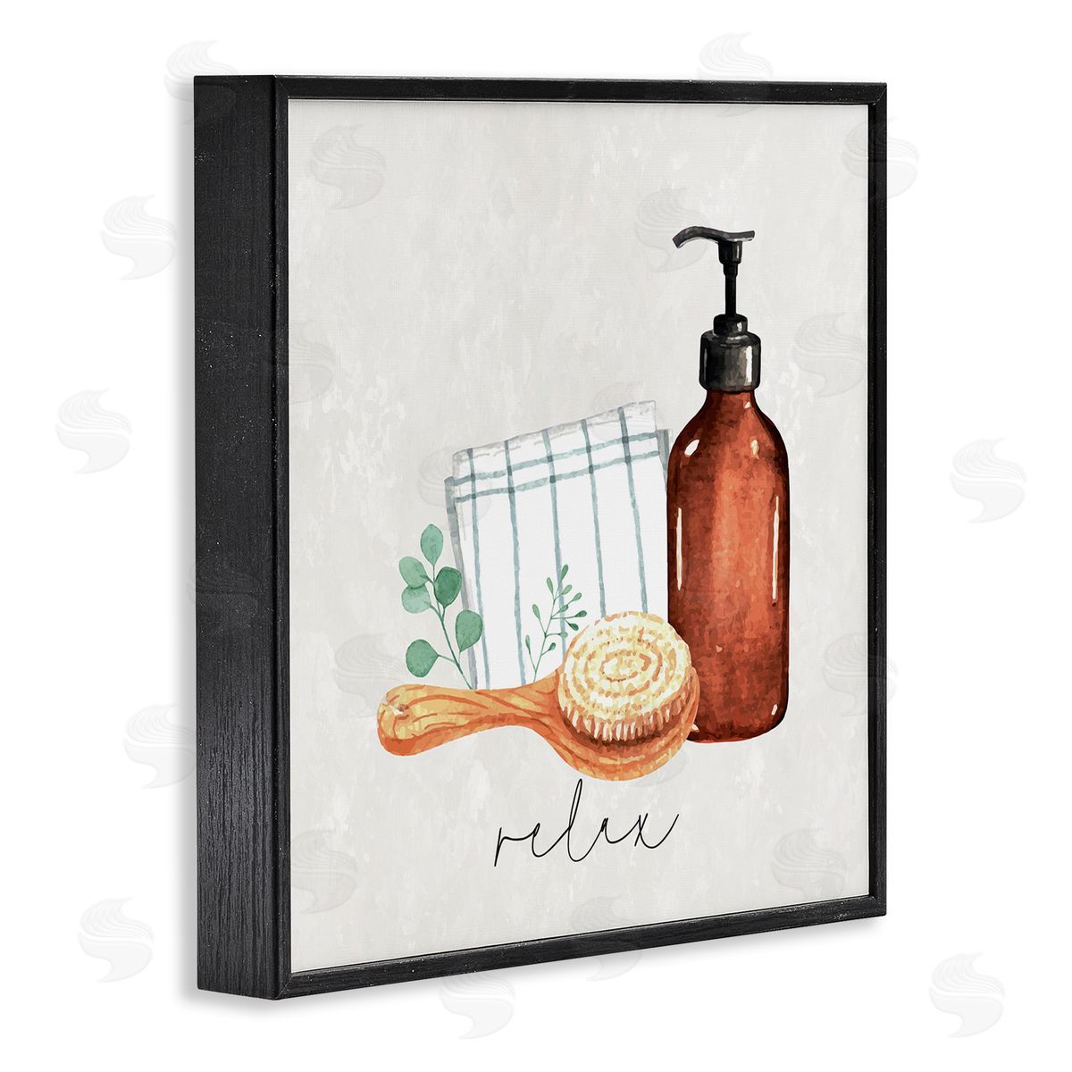 Nicole DeCamp Spa Bath Relax Calligraphy Black Framed Glicee Wall Art Print