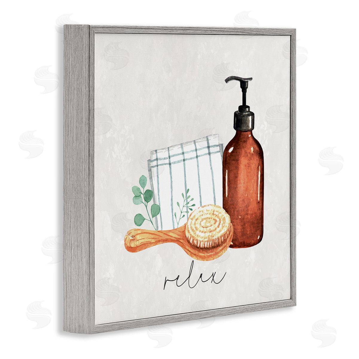 Nicole DeCamp Spa Bath Relax Calligraphy Gray Framed Glicee Wall Art Print
