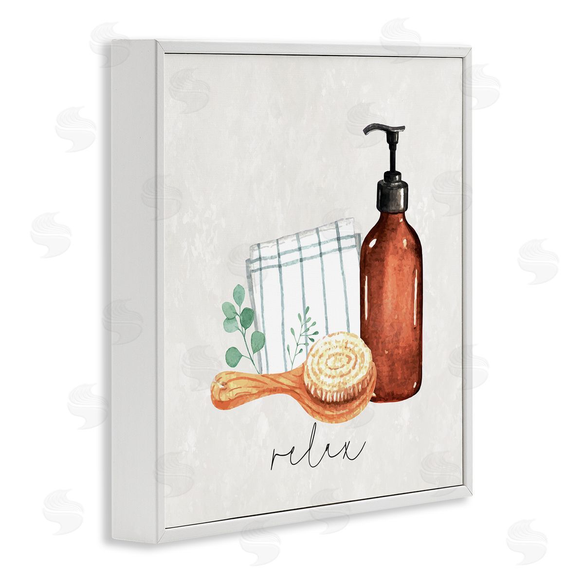 Nicole DeCamp Spa Bath Relax Calligraphy White Framed Glicee Wall Art Print