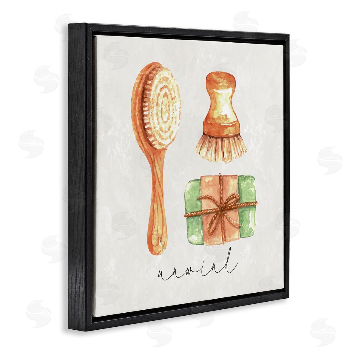 Nicole DeCamp Unwind Phrase Bath Spa  Black Floating Frame Canvas Wall Art Print