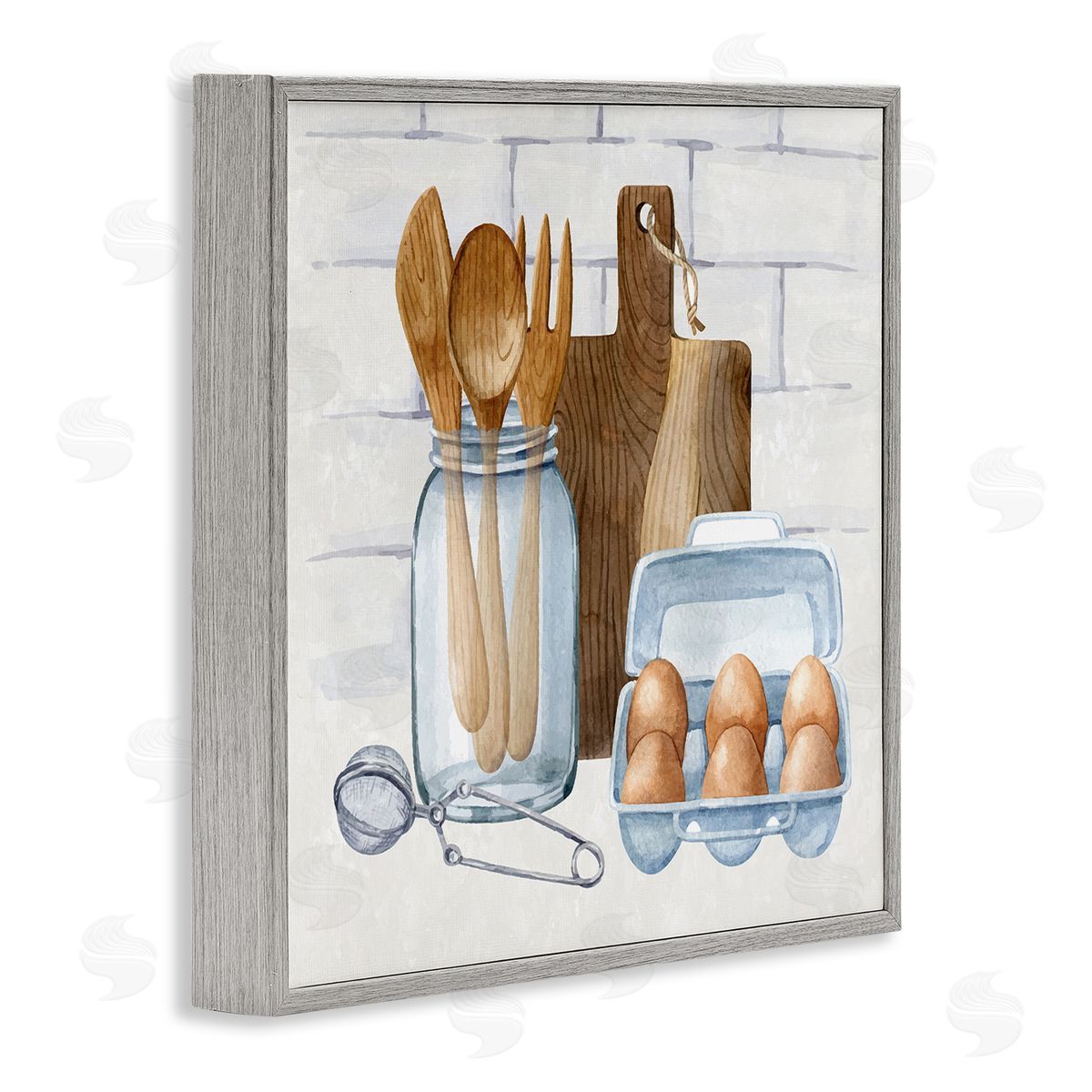 Nicole DeCamp Country Kitchen Utensils Gray Framed Glicee Wall Art Print