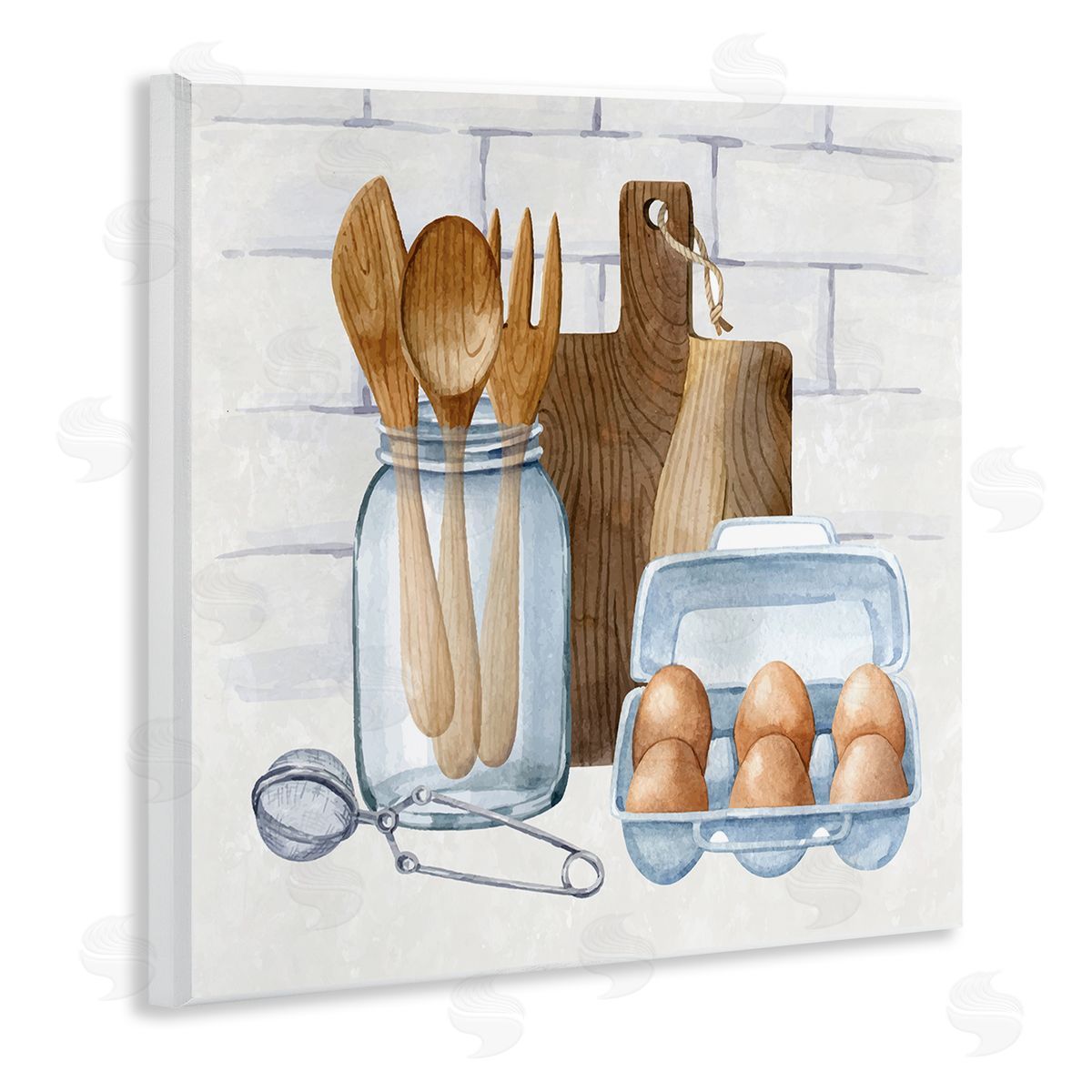 Nicole DeCamp Country Kitchen Utensils Wooden Wall Plaque Art Print