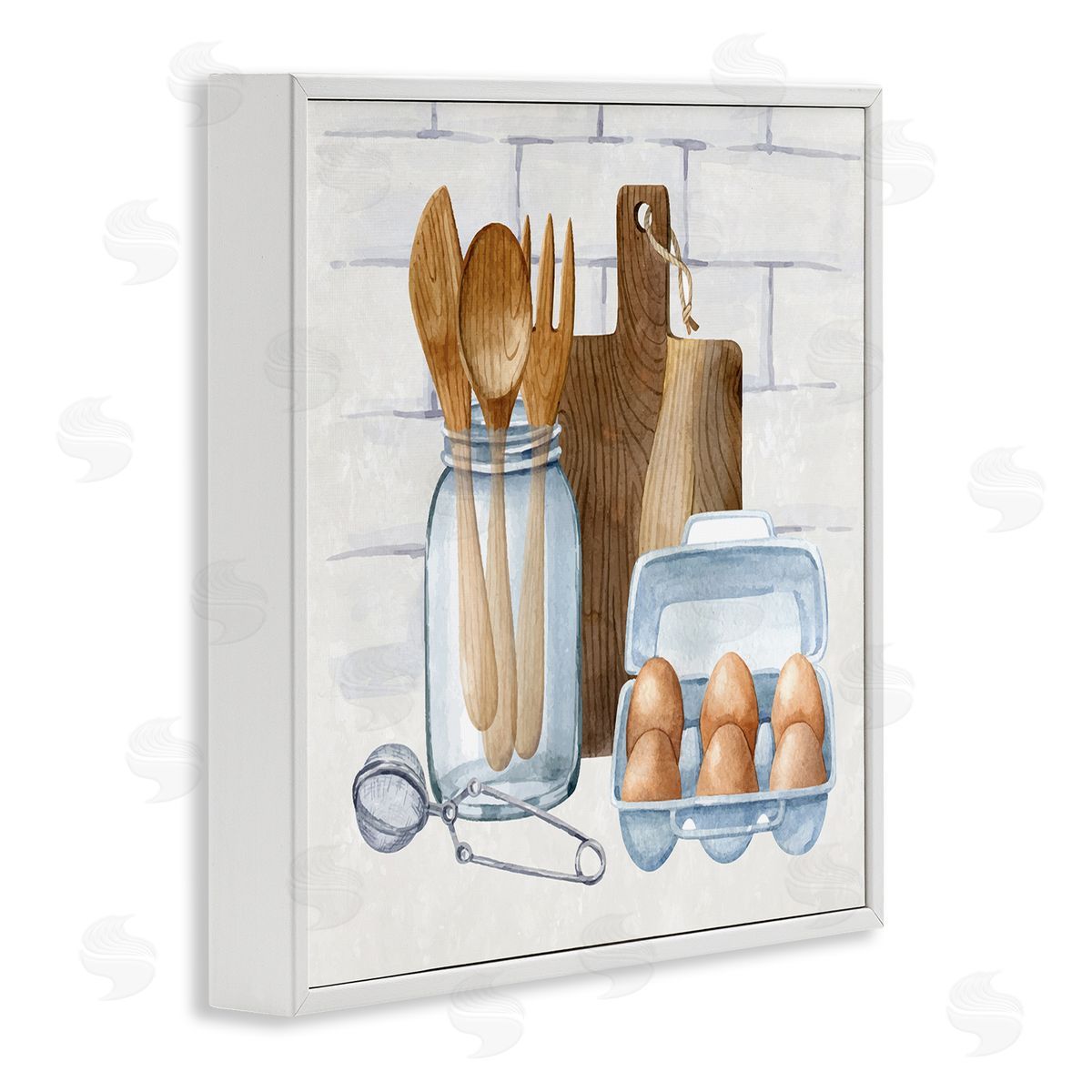 Nicole DeCamp Country Kitchen Utensils White Framed Glicee Wall Art Print