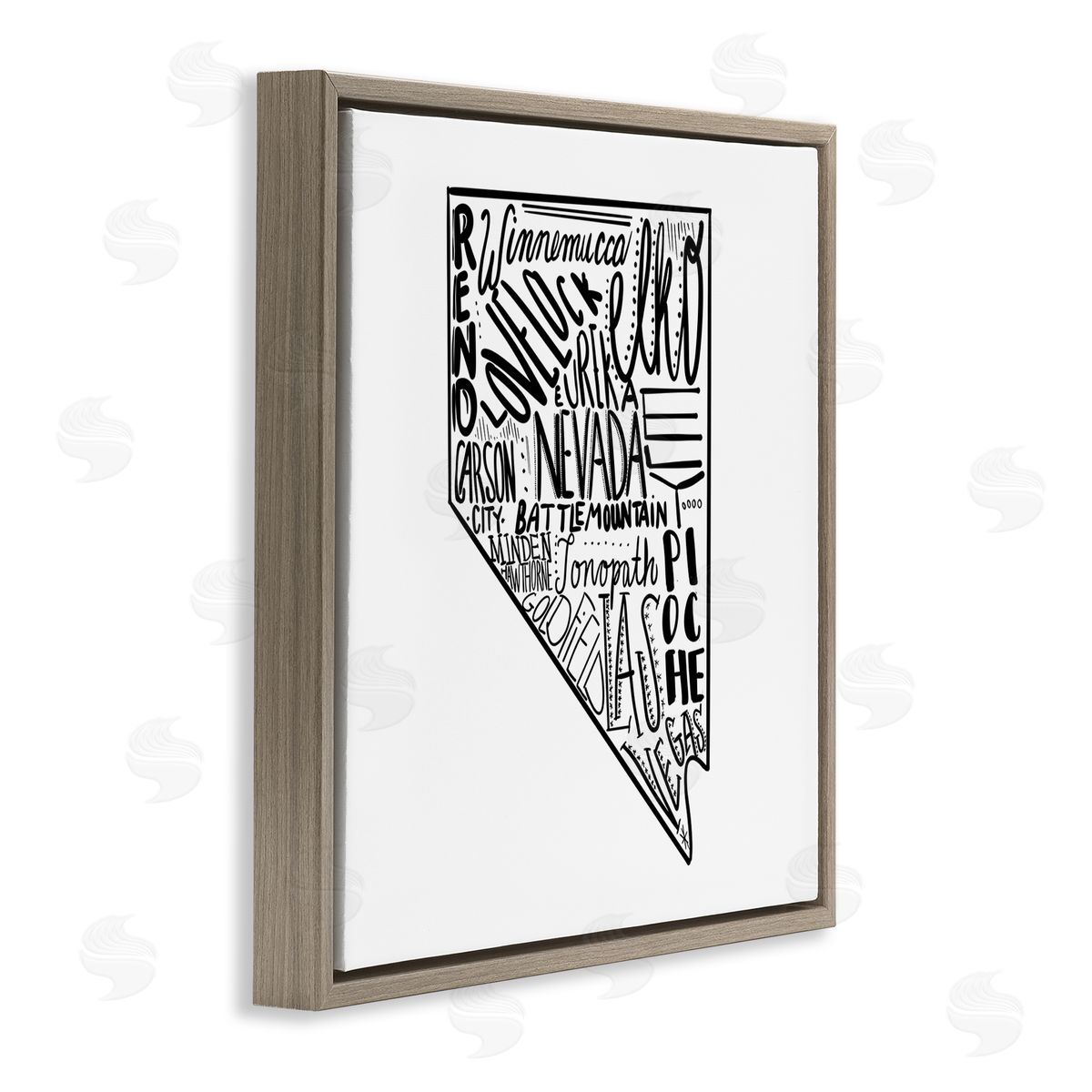 The Saturday Evening Post Nevada Cities Typography Brown Floating Frame Canvas Wall Art Print