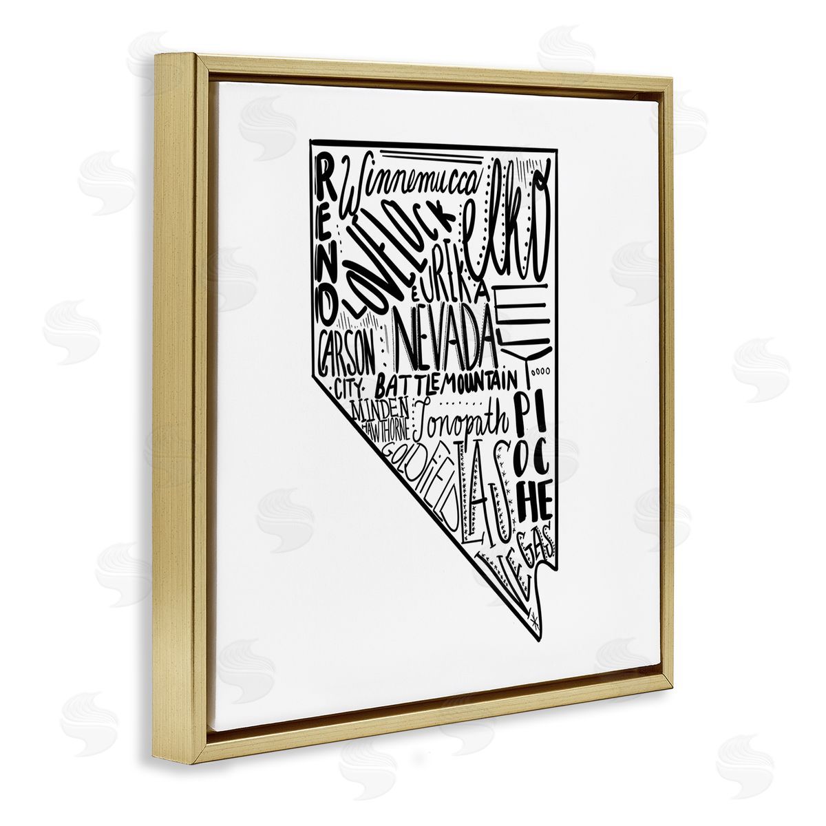 The Saturday Evening Post Nevada Cities Typography Gold Floating Frame Canvas Wall Art Print