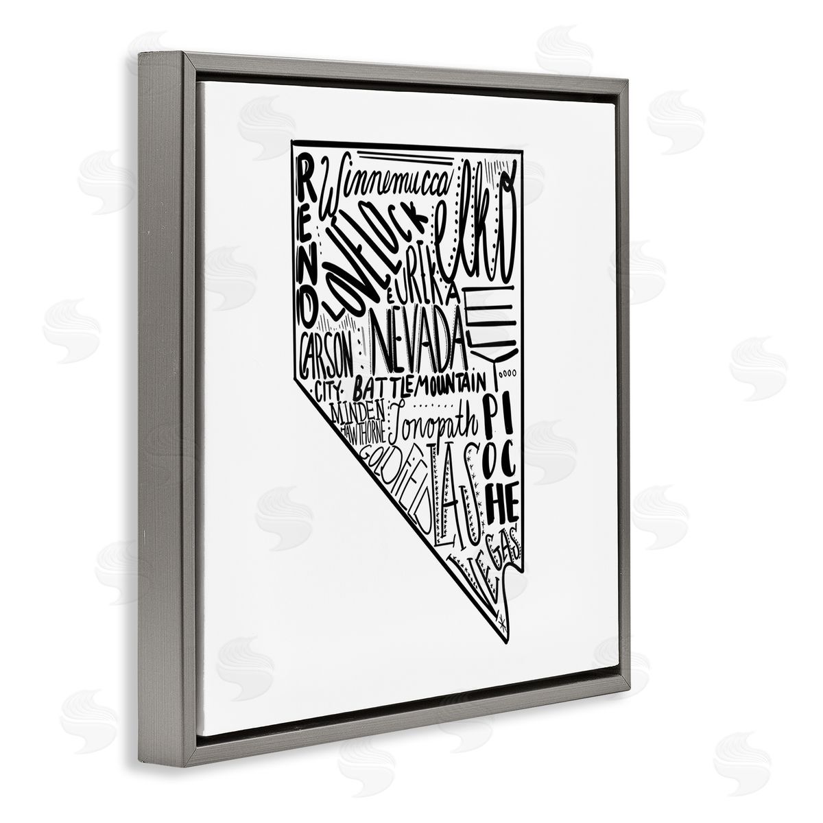The Saturday Evening Post Nevada Cities Typography Gray Floating Frame Canvas Wall Art Print