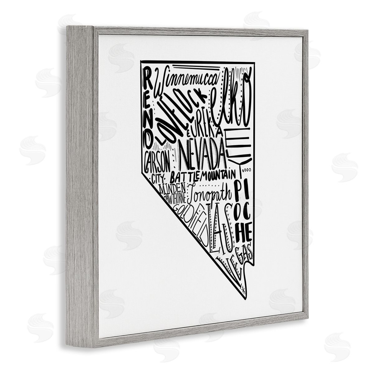 The Saturday Evening Post Nevada Cities Typography Gray Framed Glicee Wall Art Print