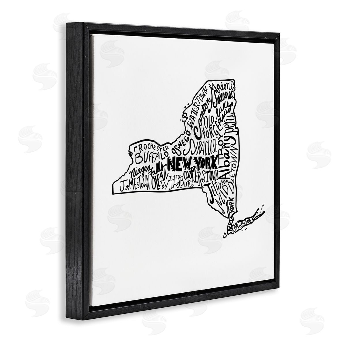 The Saturday Evening Post New York State Cities Black Floating Frame Canvas Wall Art Print