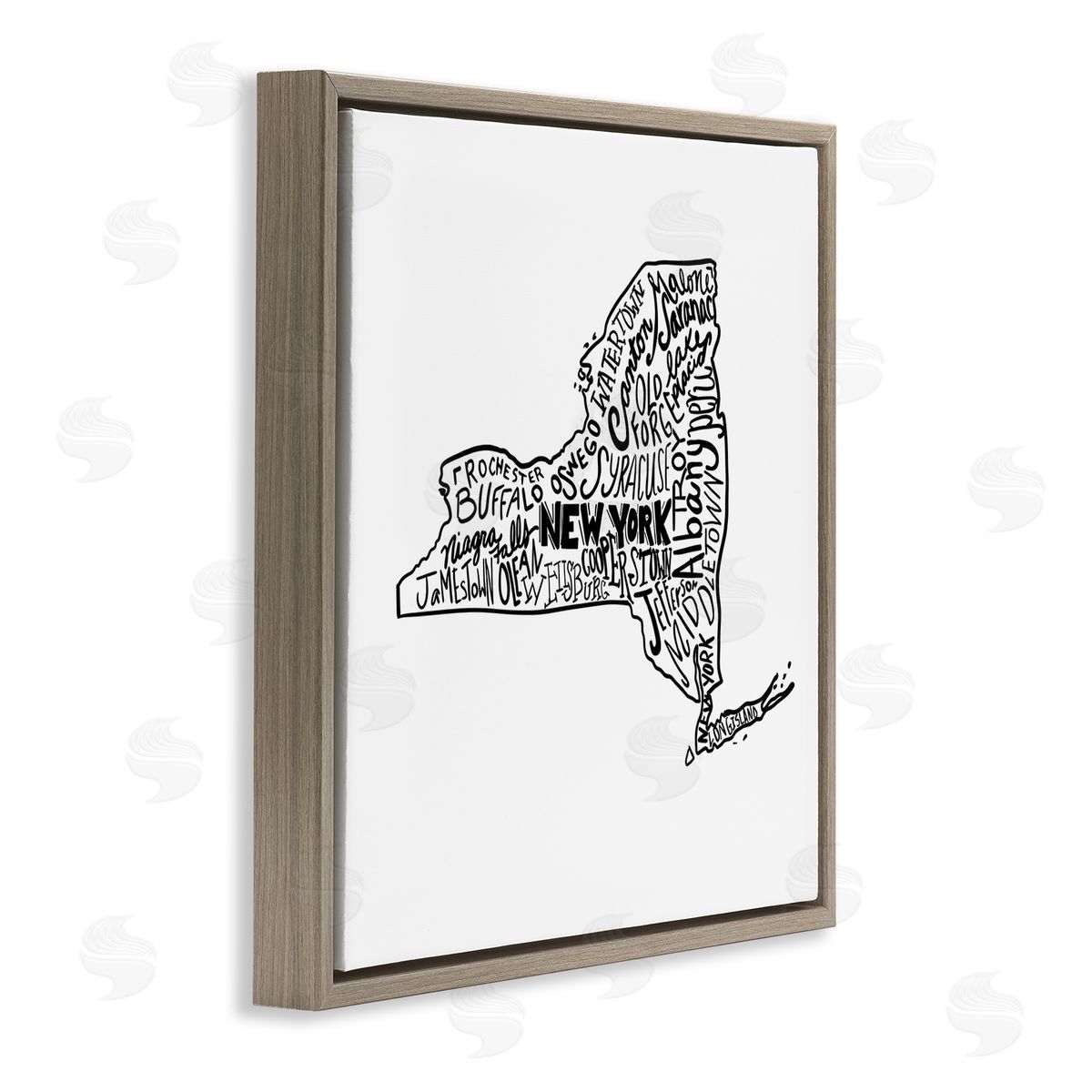 The Saturday Evening Post New York State Cities Brown Floating Frame Canvas Wall Art Print