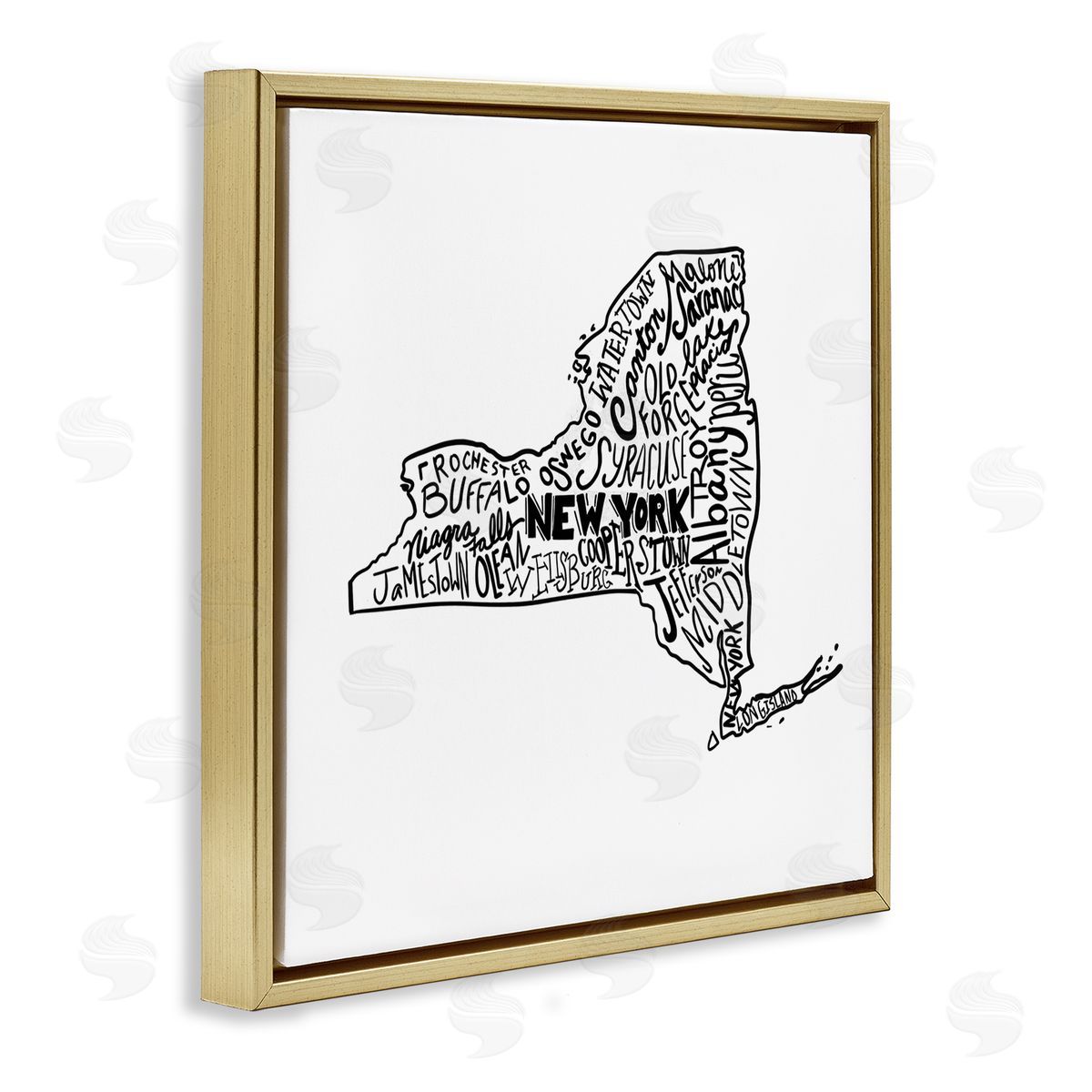 The Saturday Evening Post New York State Cities Gold Floating Frame Canvas Wall Art Print