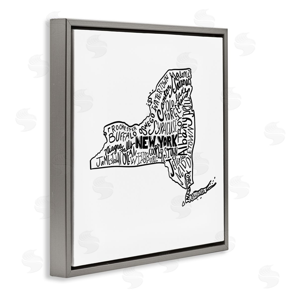 The Saturday Evening Post New York State Cities Gray Floating Frame Canvas Wall Art Print
