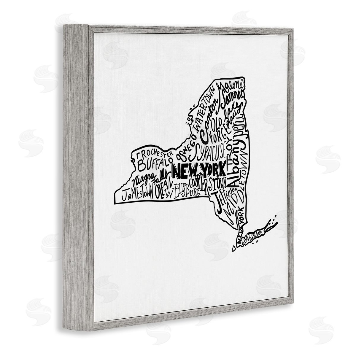 The Saturday Evening Post New York State Cities Gray Framed Glicee Wall Art Print