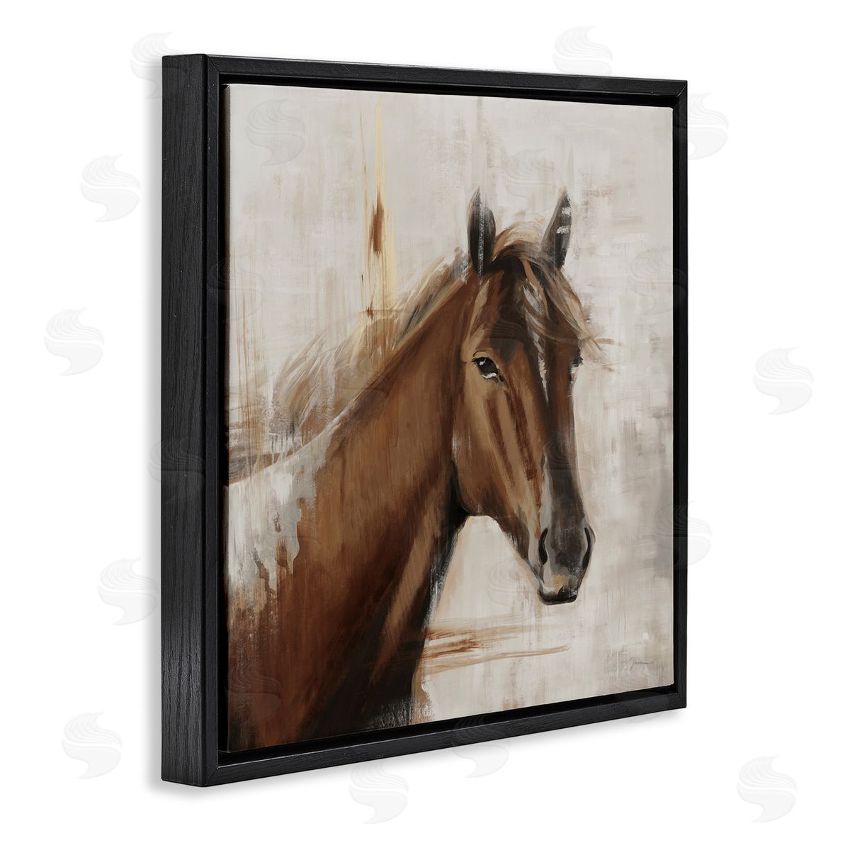 Liz Jardine Modern Stallion Painting Black Floating Frame Canvas Wall Art Print