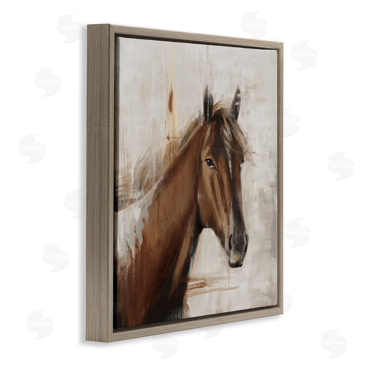 Liz Jardine Modern Stallion Painting Brown Floating Frame Canvas Wall Art Print
