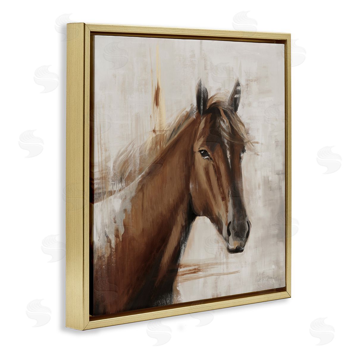 Liz Jardine Modern Stallion Painting Gold Floating Frame Canvas Wall Art Print