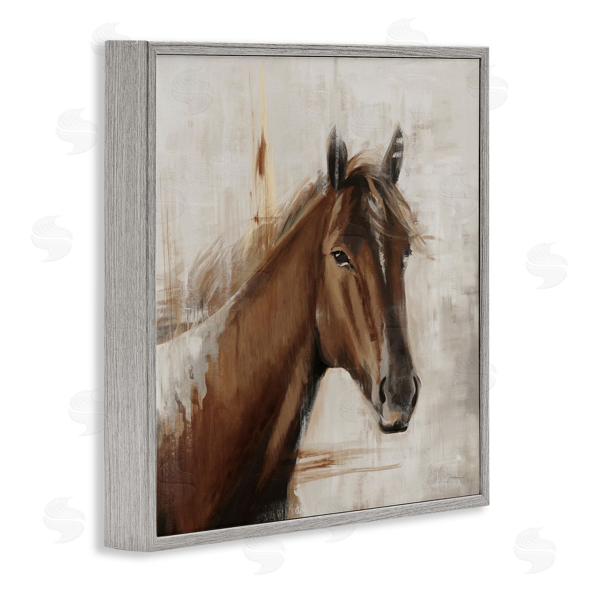Liz Jardine Modern Stallion Painting Gray Framed Glicee Wall Art Print