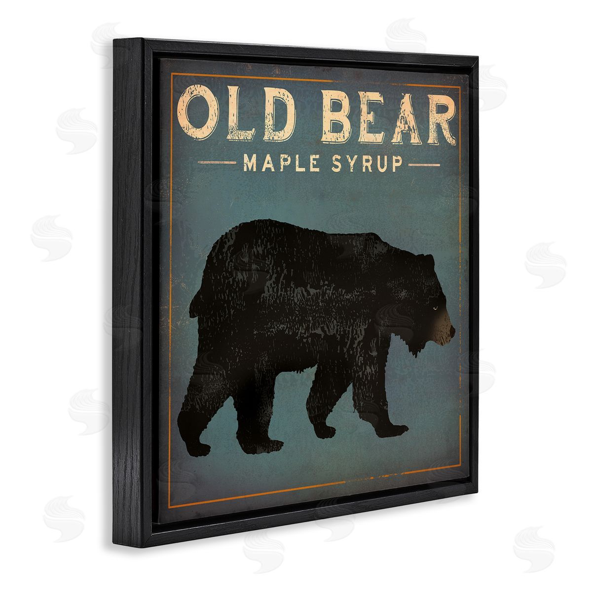Ryan Fowler Vintage Bear Maple Syrup Black Floating Frame Canvas Wall Art Print