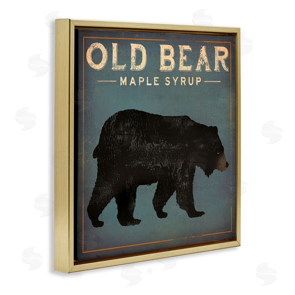 Ryan Fowler Vintage Bear Maple Syrup Gold Floating Frame Canvas Wall Art Print