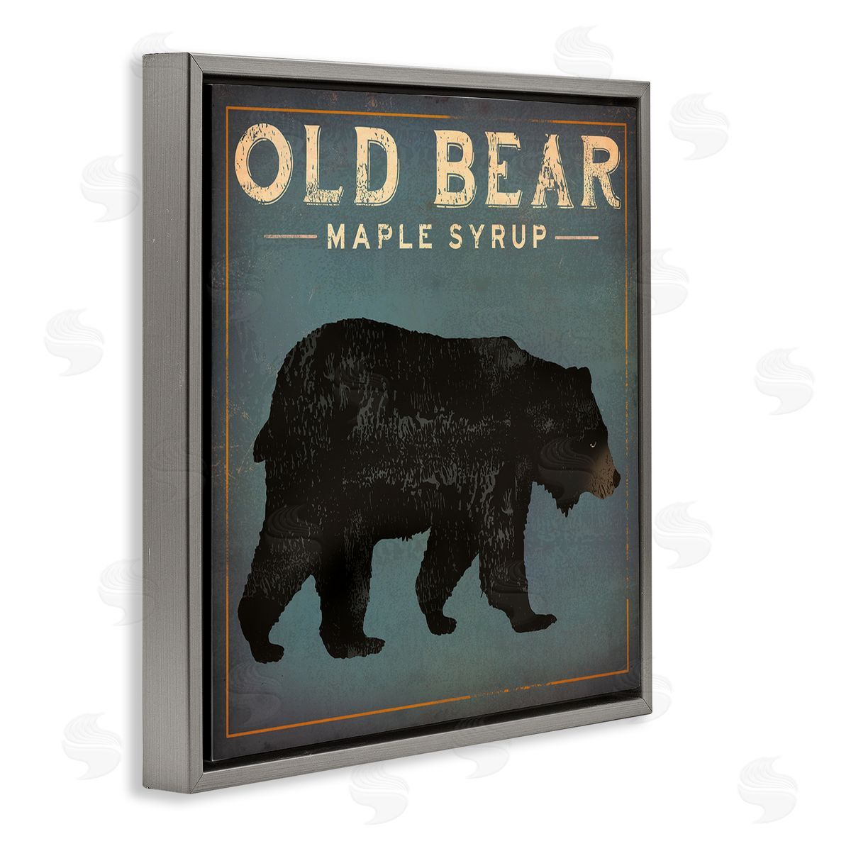 Ryan Fowler Vintage Bear Maple Syrup Gray Floating Frame Canvas Wall Art Print