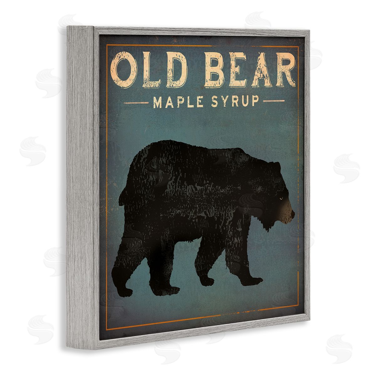 Ryan Fowler Vintage Bear Maple Syrup Gray Framed Glicee Wall Art Print