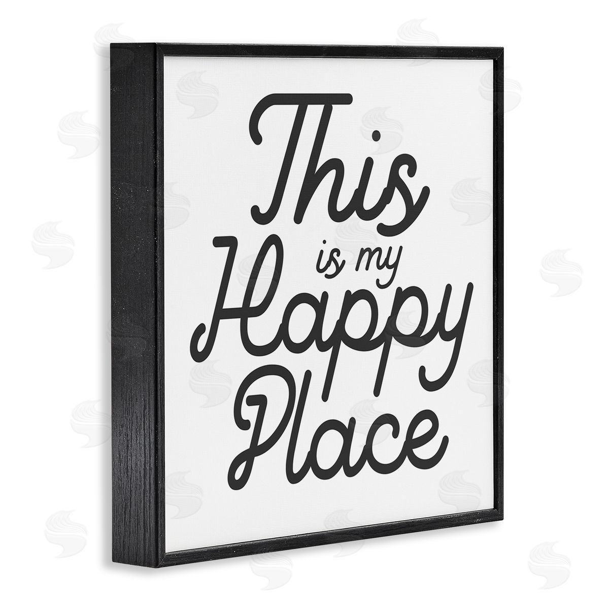 Stupell Studio Happy Place Typography Black Framed Glicee Wall Art Print