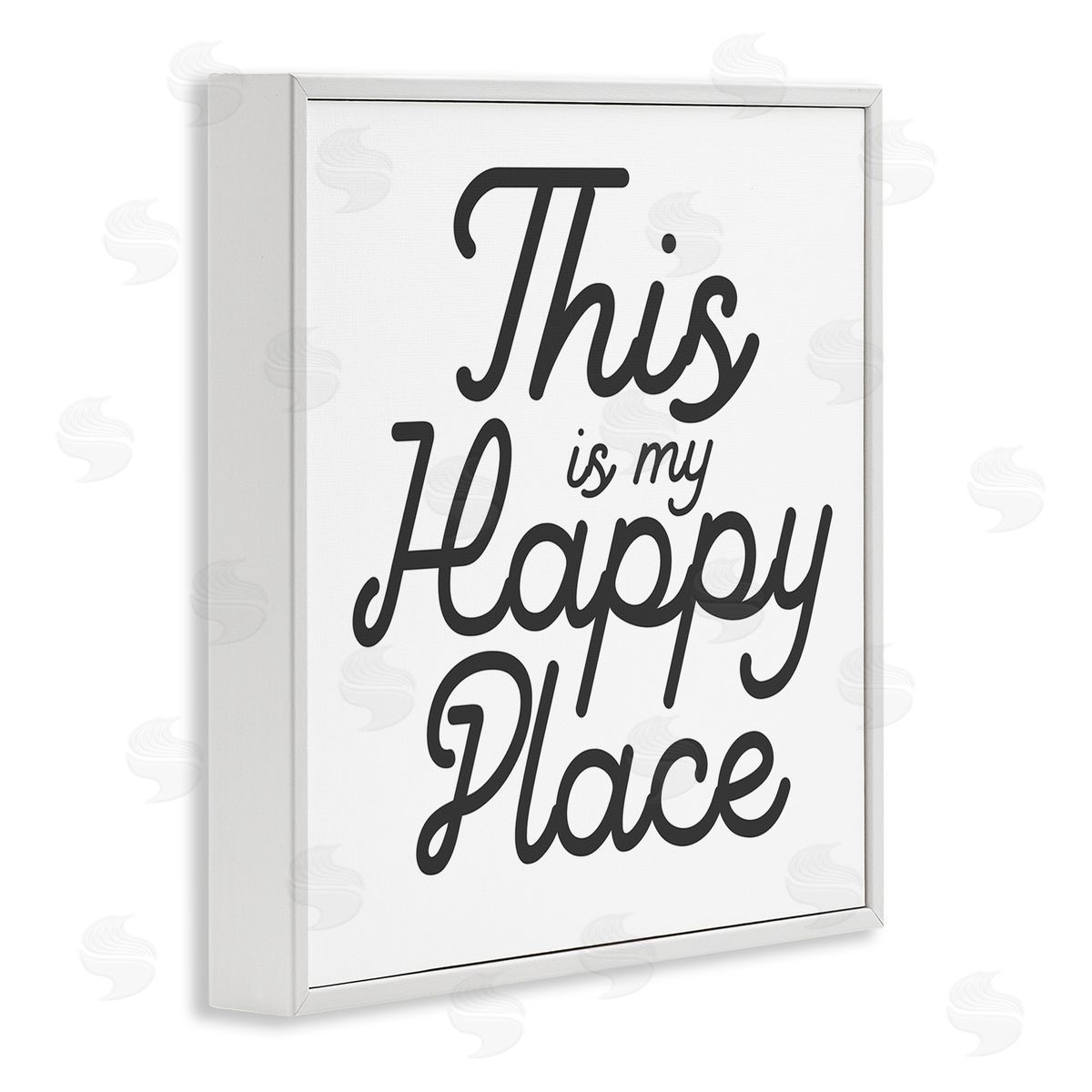 Stupell Studio Happy Place Typography White Framed Glicee Wall Art Print