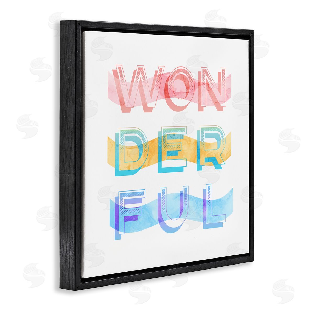 Stupell Studio Wonderful Stripes Text Black Floating Frame Canvas Wall Art Print
