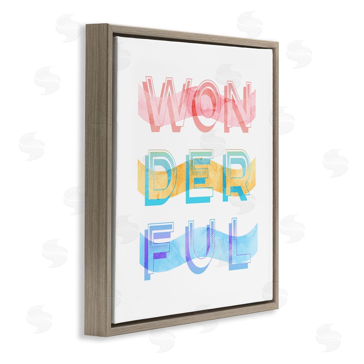 Stupell Studio Wonderful Stripes Text Brown Floating Frame Canvas Wall Art Print