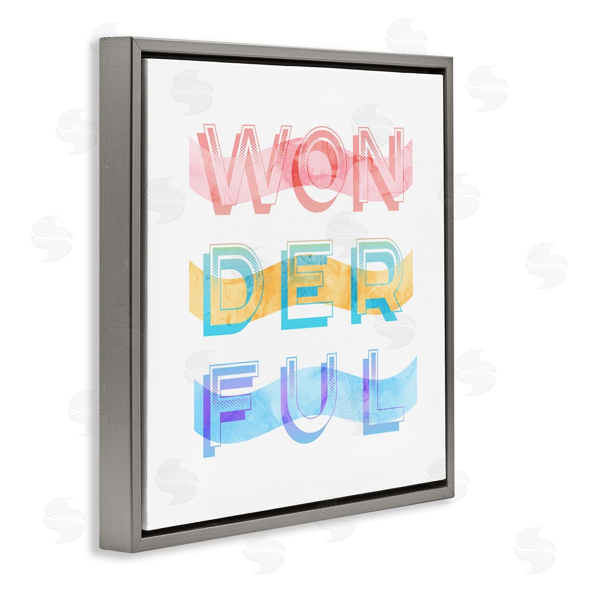 Stupell Studio Wonderful Stripes Text Gray Floating Frame Canvas Wall Art Print