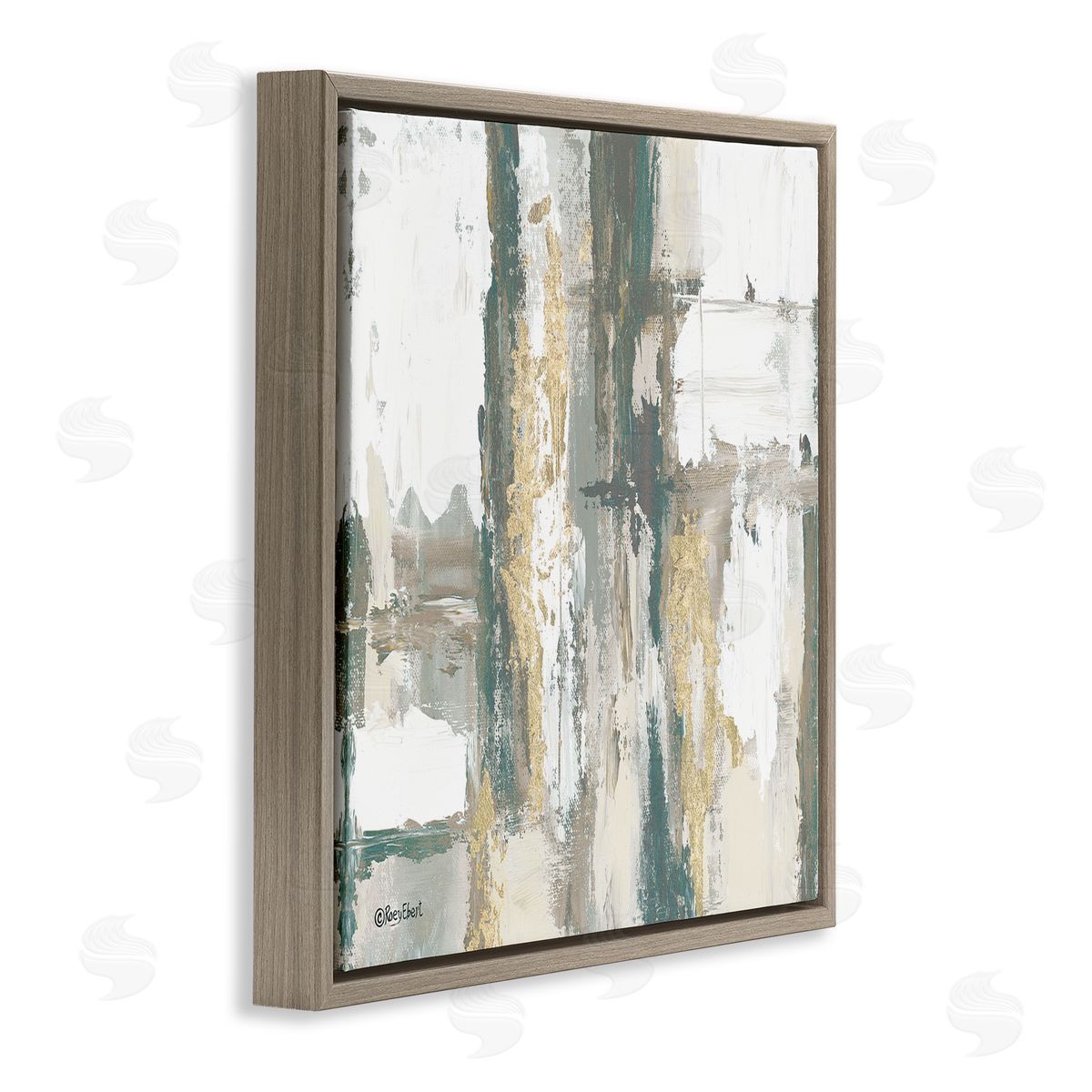 Roy Ebert Layered Abstract Collage Brown Floating Frame Canvas Wall Art Print