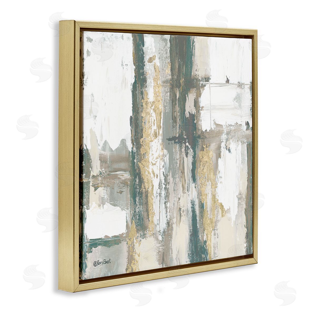 Roy Ebert Layered Abstract Collage Gold Floating Frame Canvas Wall Art Print