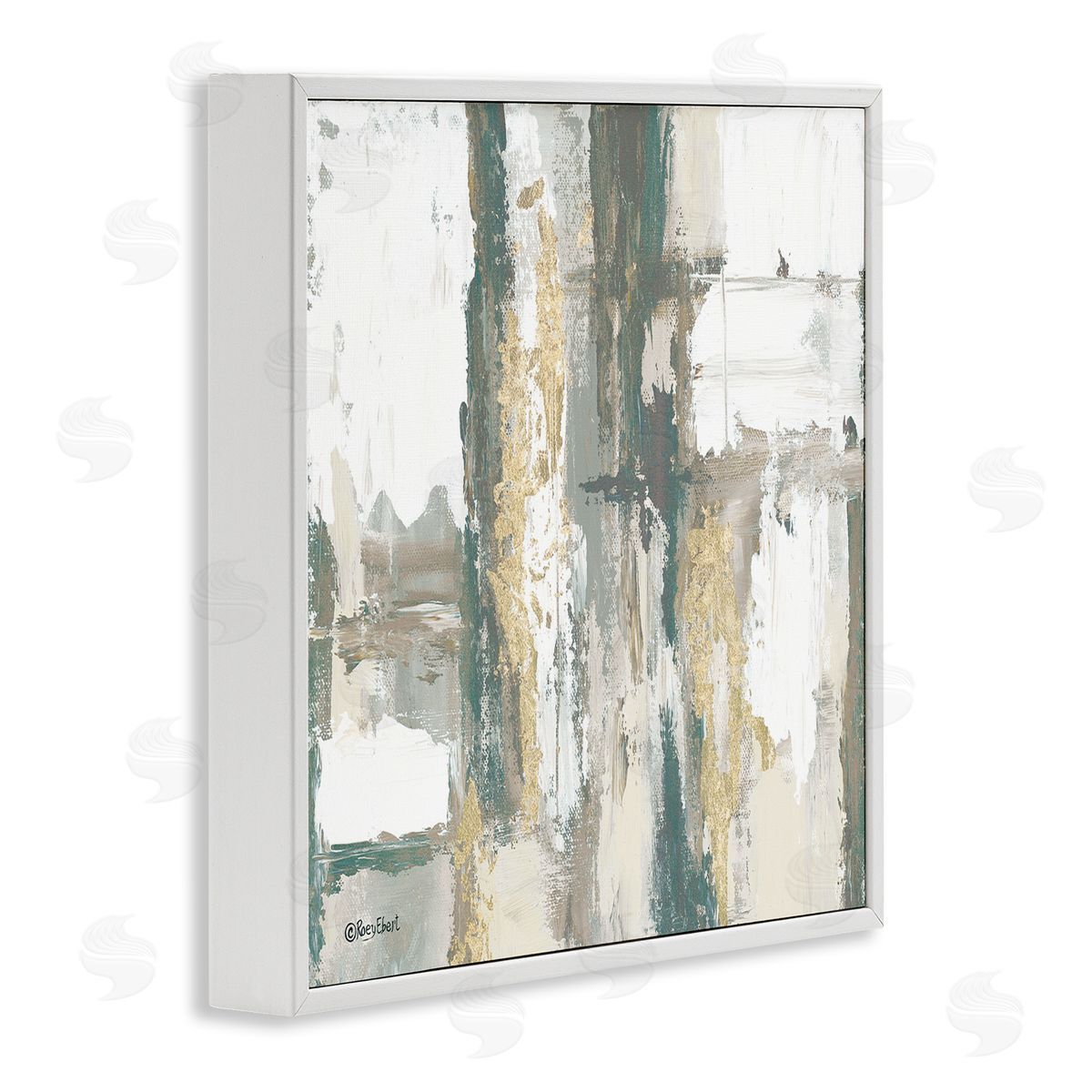 Roy Ebert Layered Abstract Collage White Framed Glicee Wall Art Print