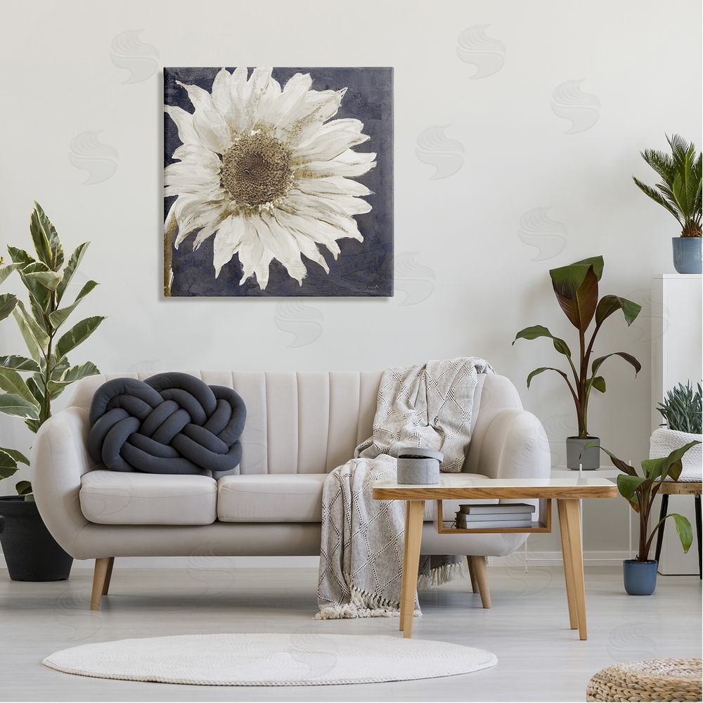 Sophie 6 Modern Distressed Daisy Canvas Wall Art in Room