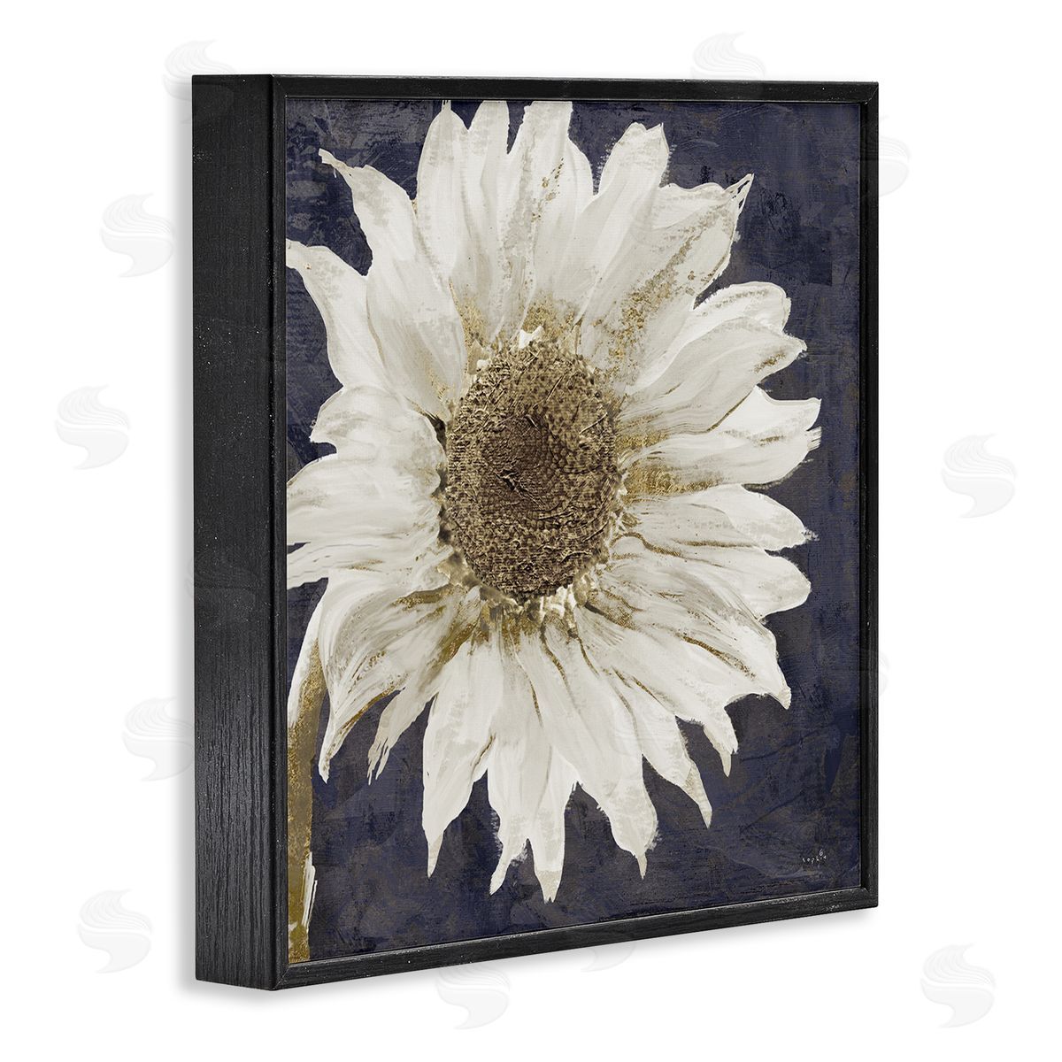Sophie 6 Modern Distressed Daisy Black Framed Glicee Wall Art Print