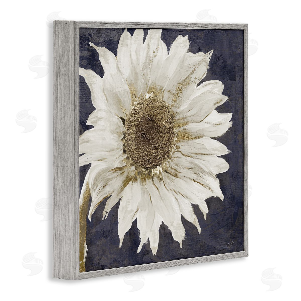 Sophie 6 Modern Distressed Daisy Gray Framed Glicee Wall Art Print