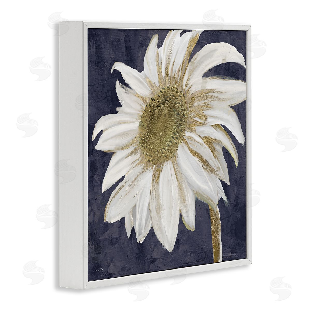 Sophie 6 Distressed Daisy Petals White Framed Glicee Wall Art Print