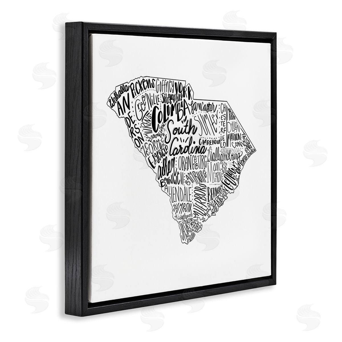 The Saturday Evening Post South Carolina State Cities Black Floating Frame Canvas Wall Art Print
