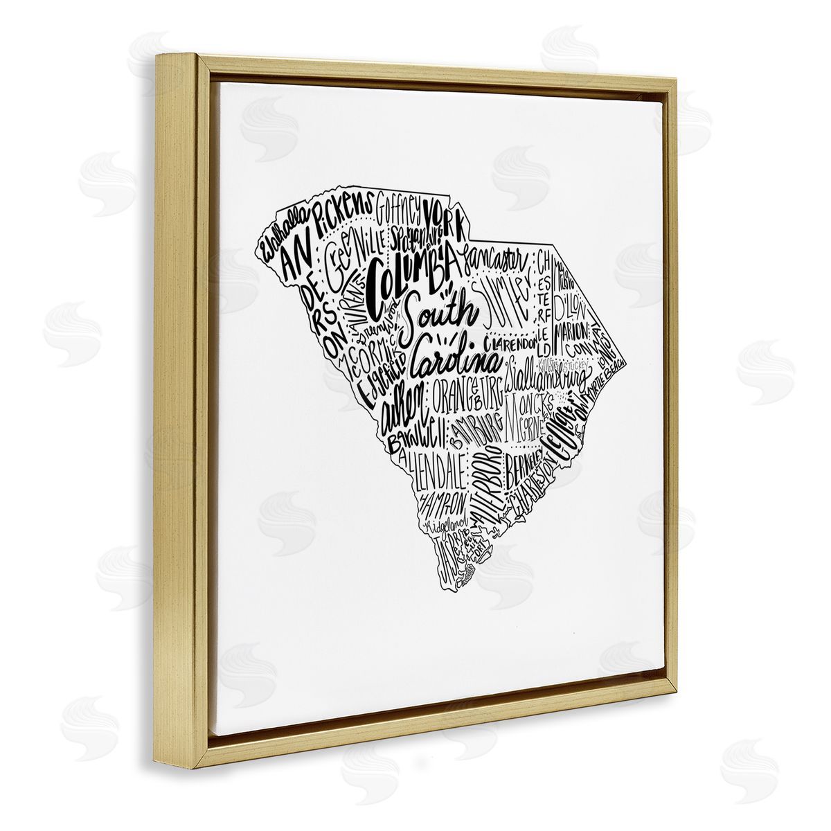The Saturday Evening Post South Carolina State Cities Gold Floating Frame Canvas Wall Art Print