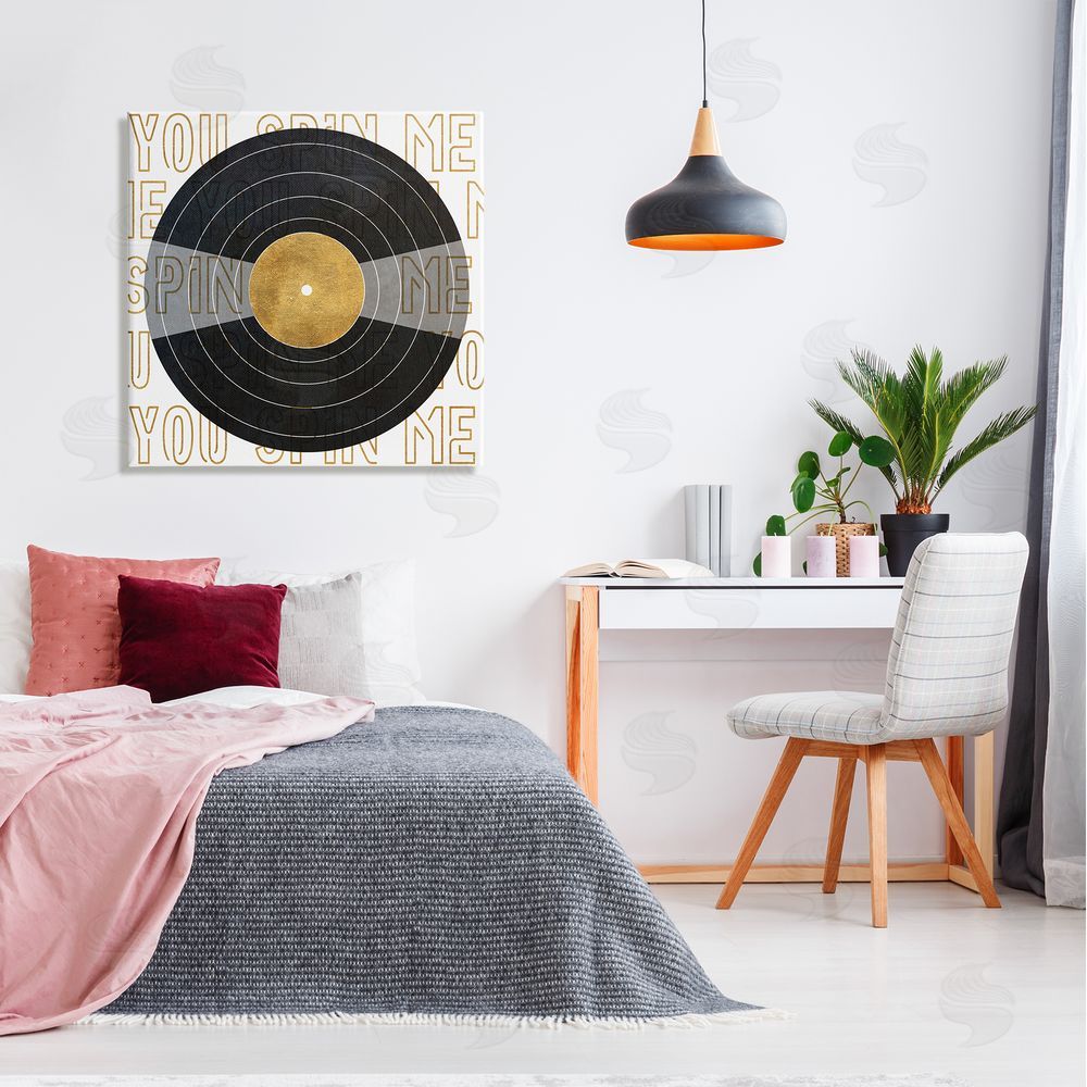 SunDance Group LLC Spin Me Vinyl Record Phrase Canvas Wall Art in Room